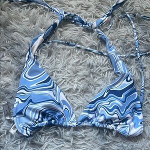Blue and White Swirl Bikini Top